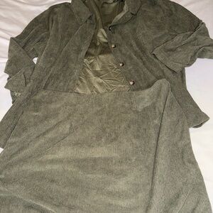 SHEIN Olive Ribbed skirt set